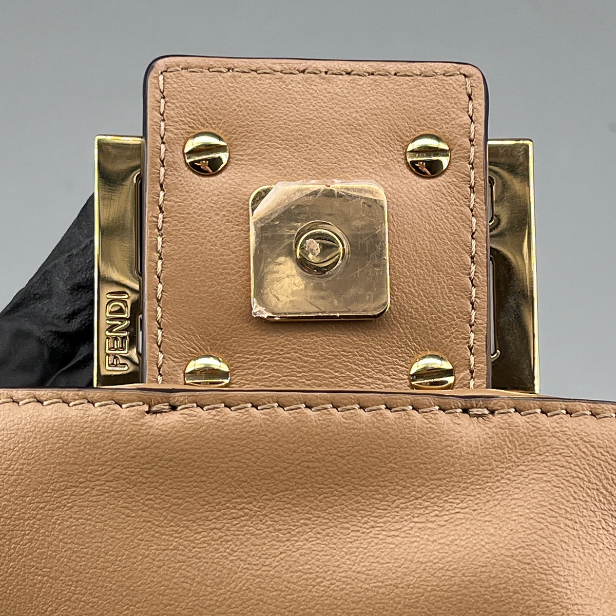 Fendi Brown beige Leather FF-clasp Backpack