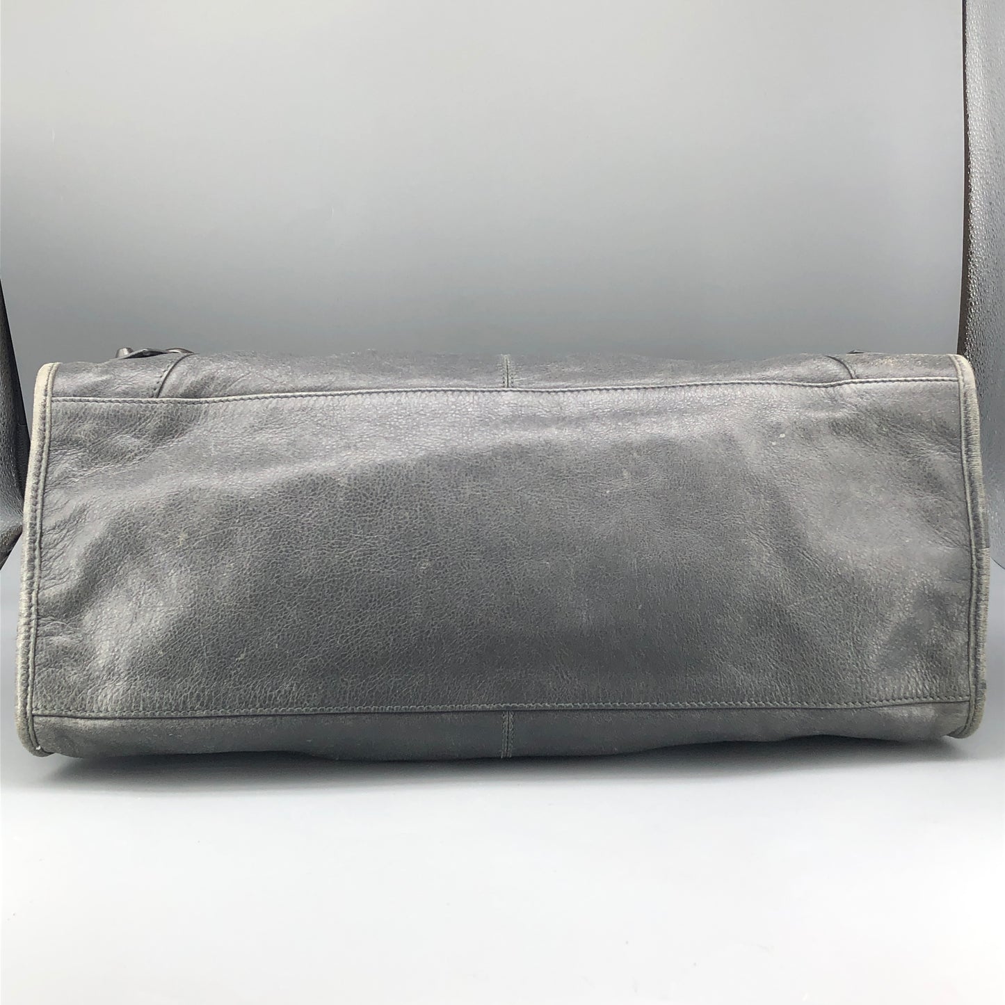 Balenciaga Classic City Distressed Leather Shoulder Handbag Grey