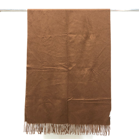 MaxMara Brown Fringed Cashmere Scarf 73*27 inches