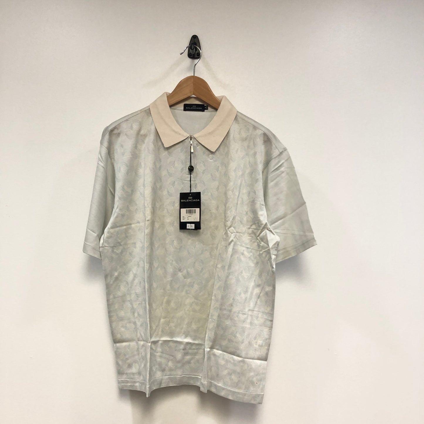 Balenciaga Mist Blue Jacquard Short Sleeve Shirt US Size 6
