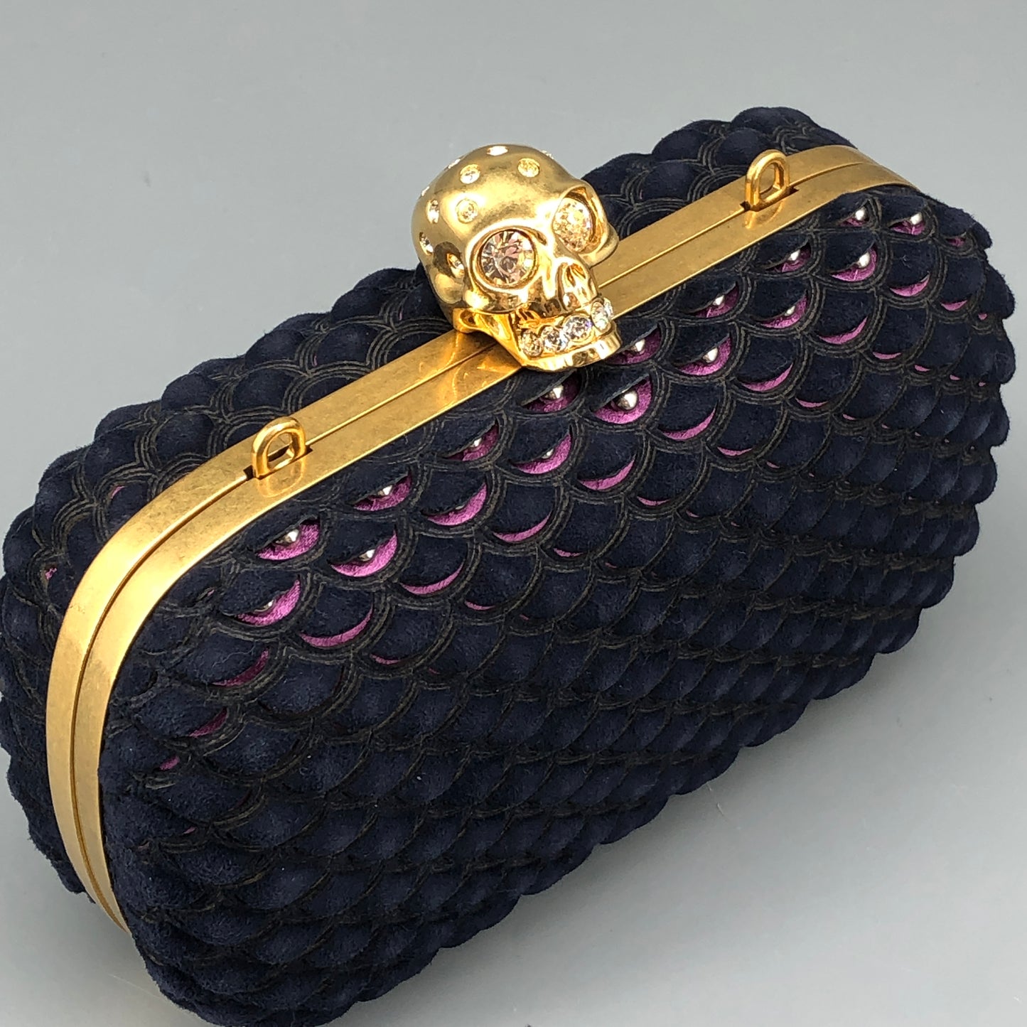 Alexander McQueen Skull Clutch Navy/Pink