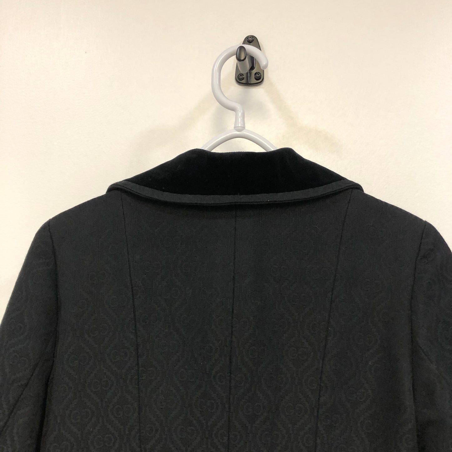 Gucci Black Wool Double Breasted Long Coat Size 42