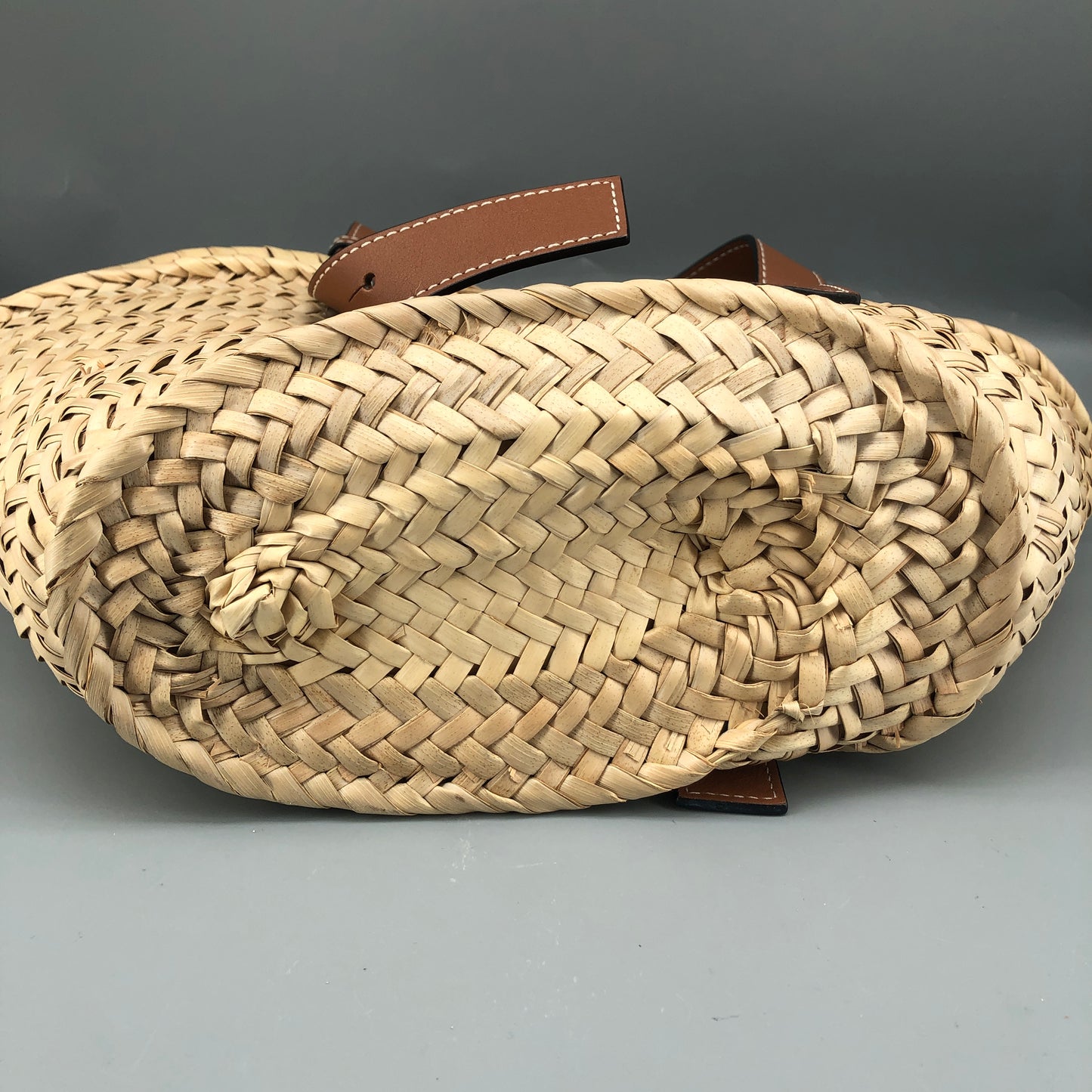 Loewe Anagram Straw Small Basket Tote Bag  Natural Straw