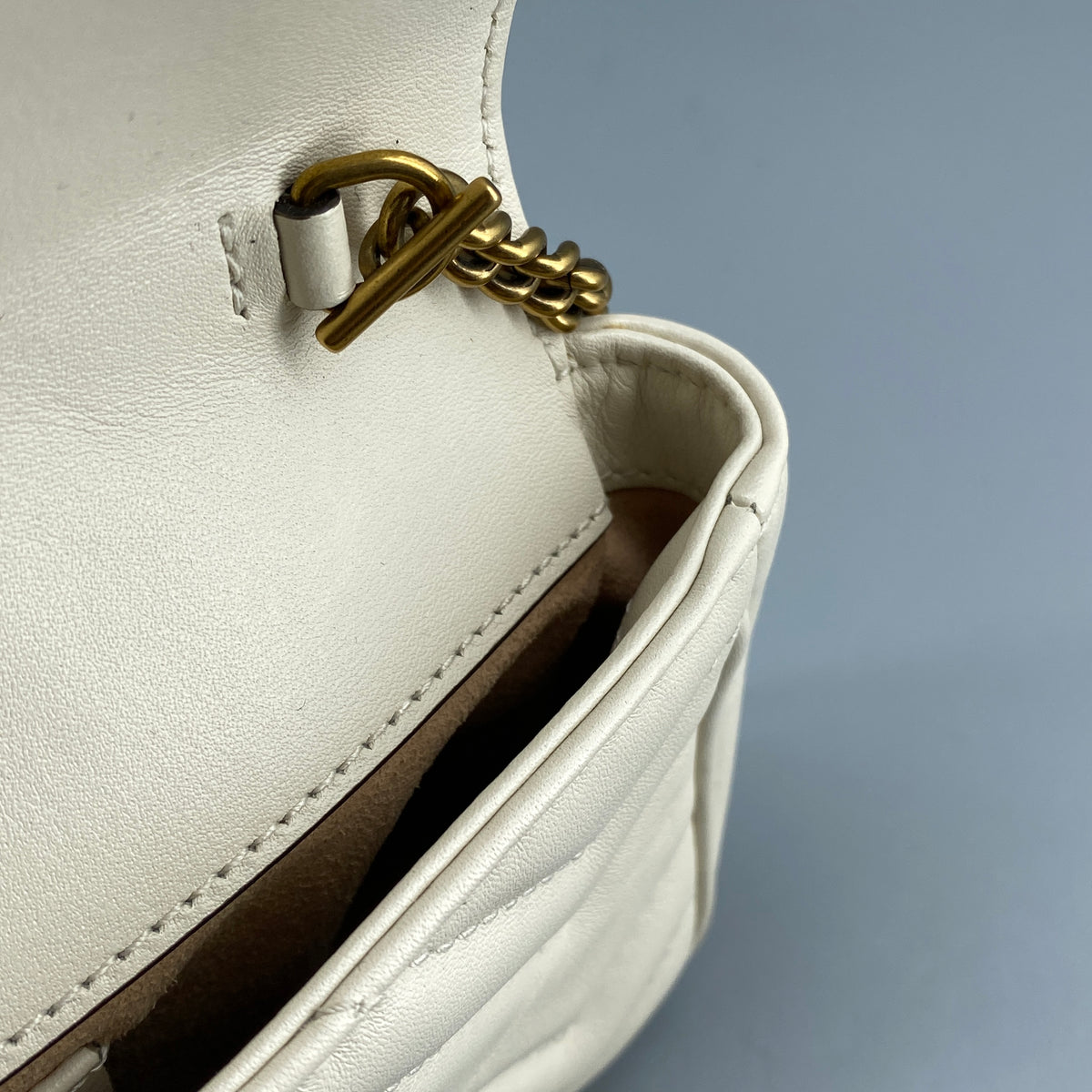 Gucci GG Marmont Super Mini Bag Cream Leather Crossbody Bag