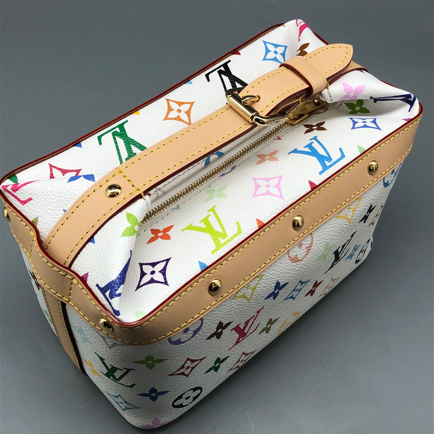 Louis Vuitton x Takashi Murakami White Multicolor Nice Mini Vanity Case Bag