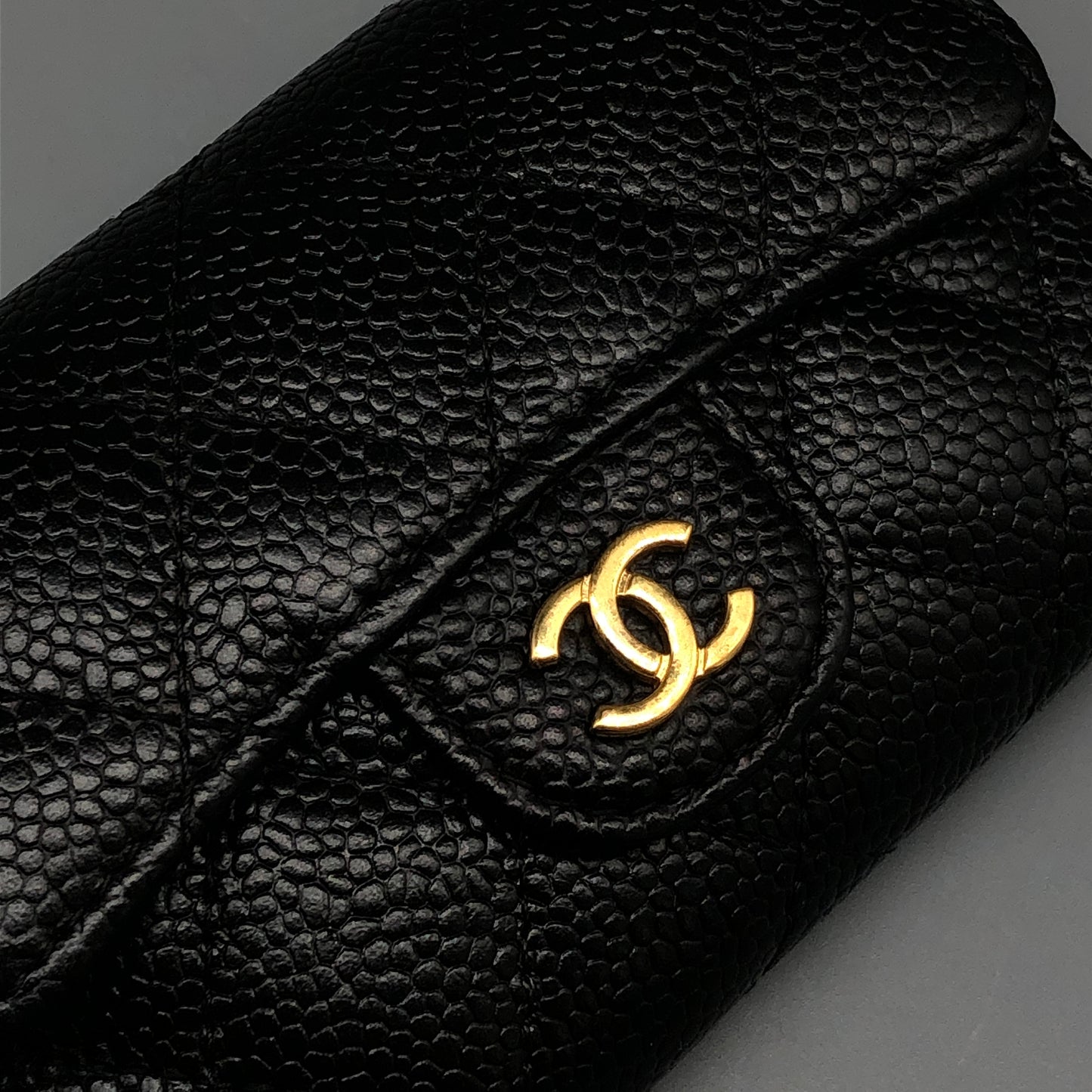 Chanel Classic Caviar Quilted Flap Card Holder Wallet Black