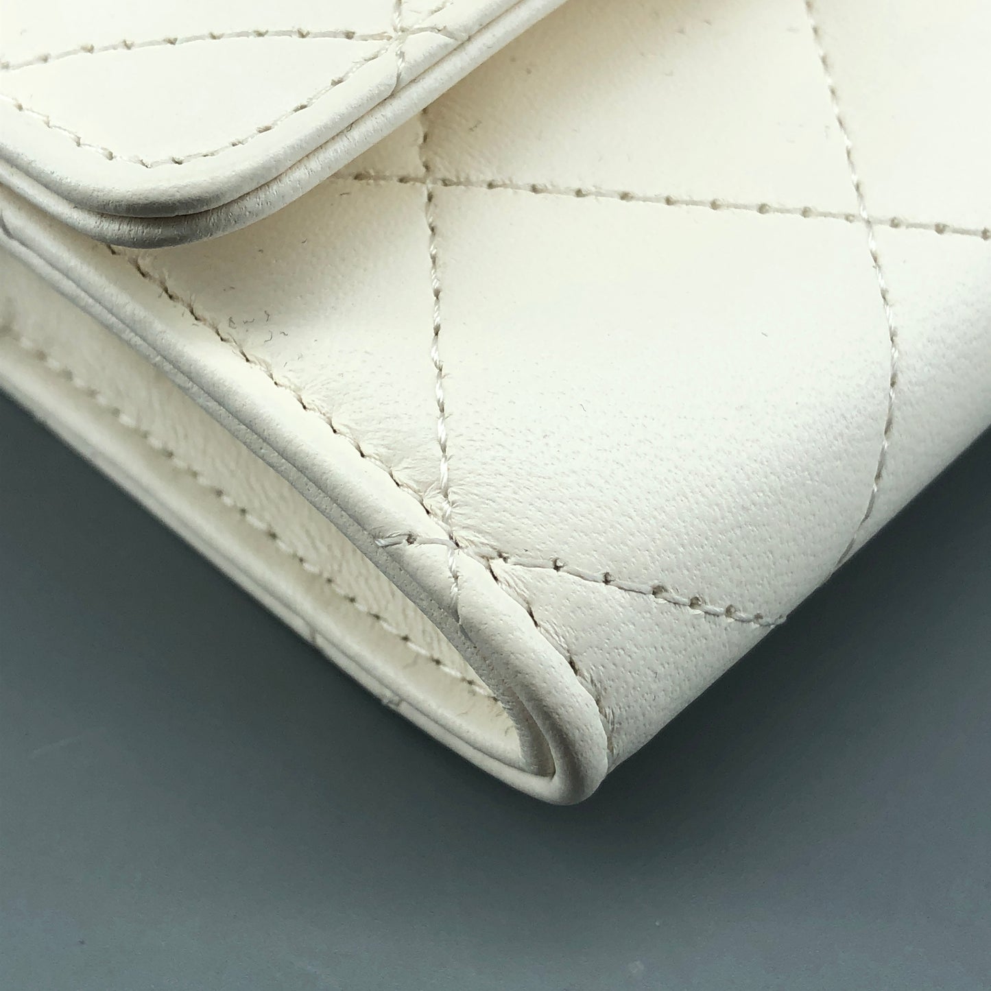Chanel Mini Quilted Leather Chain Crossbody Bag cream