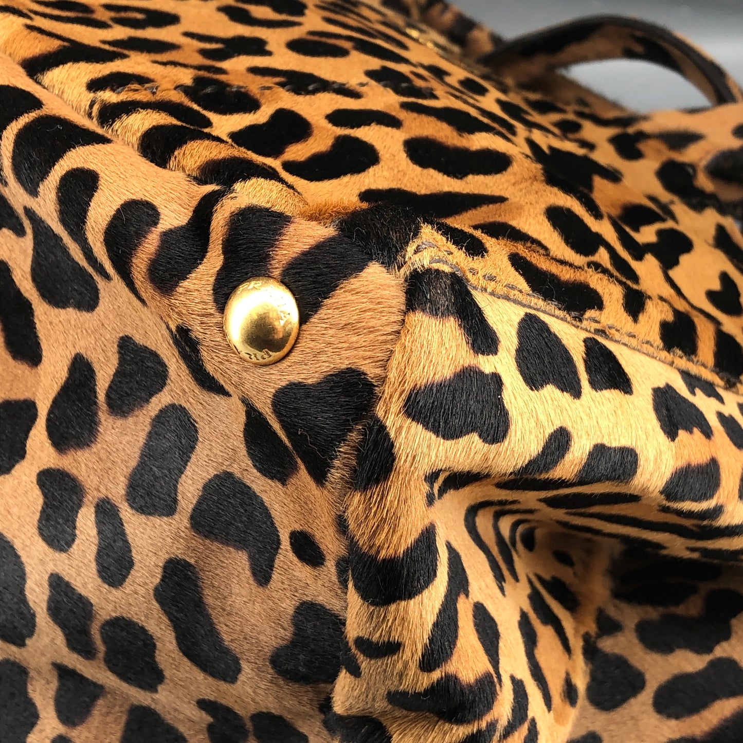Prada Cavallino Calf Hair Tote Bag Leopard Print