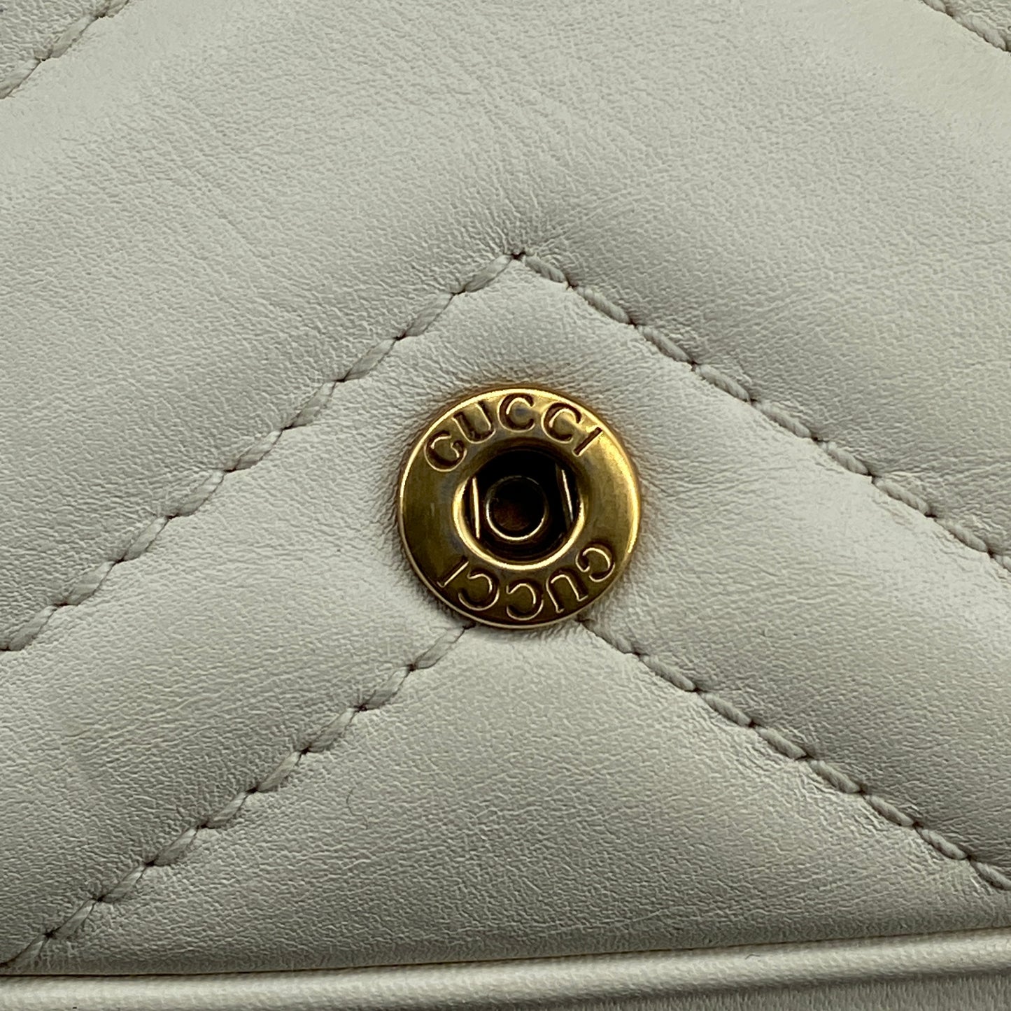 Gucci Cream Leather GG Marmont Mini Shoulder Bag