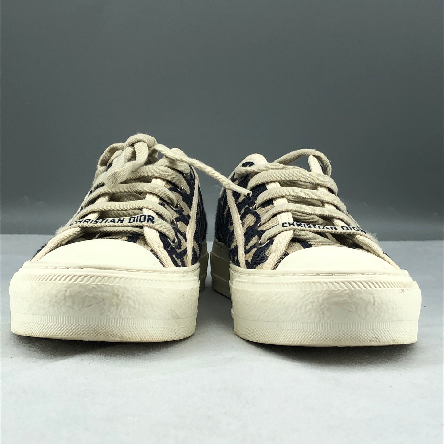 Christian Dior Women's Walk'n'Dior Oblique Canvas Sneakers Size 35 Navy/Beige
