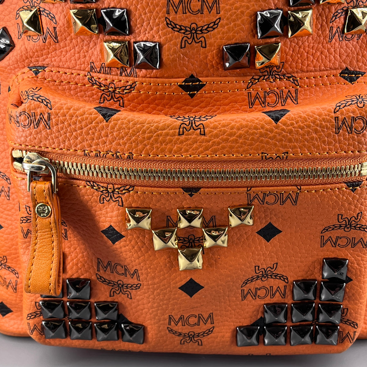 MCM Orange Visetos Backpack