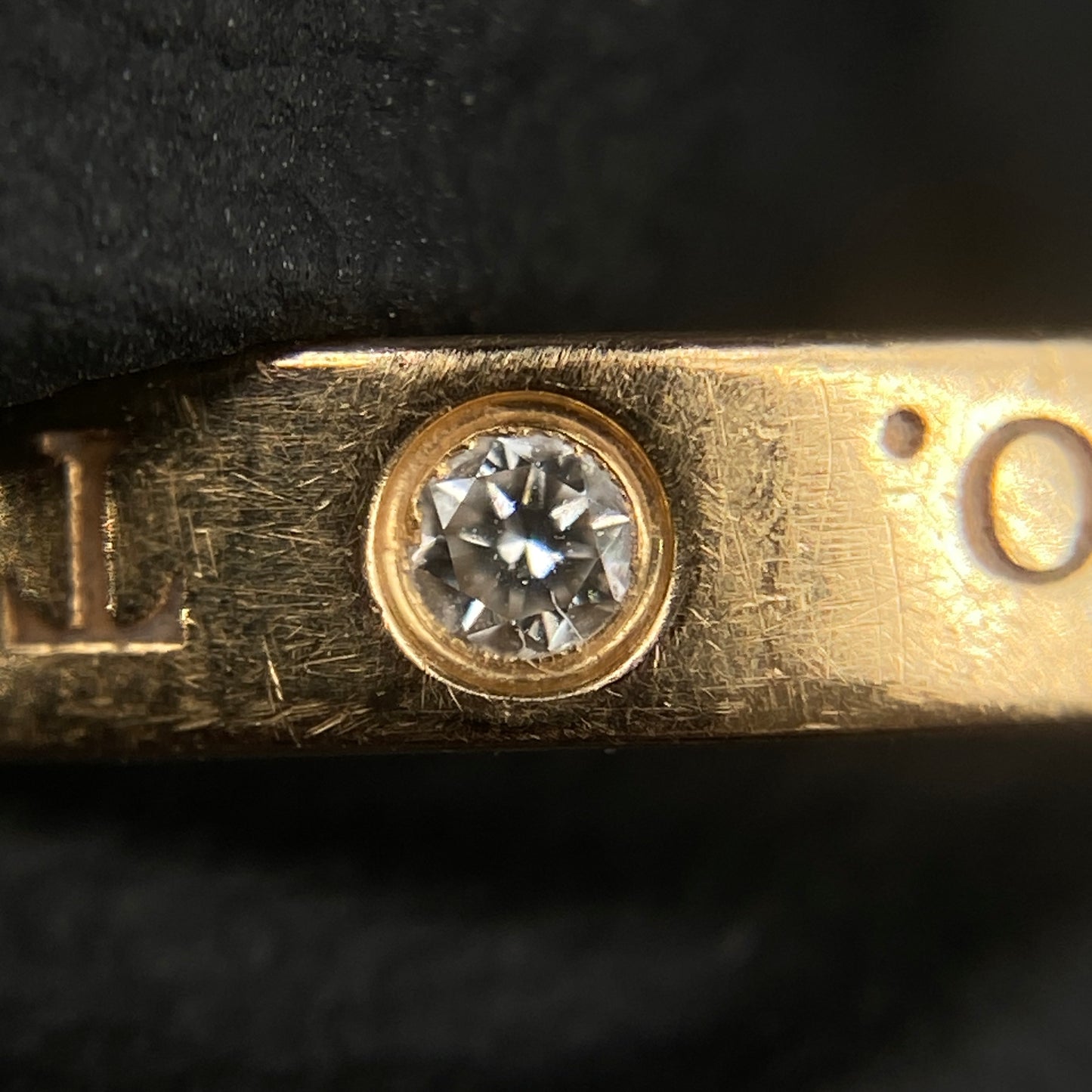 Tiffany & Co. AU750 Yellow Gold Single Diamond Band Ring Size 49mm