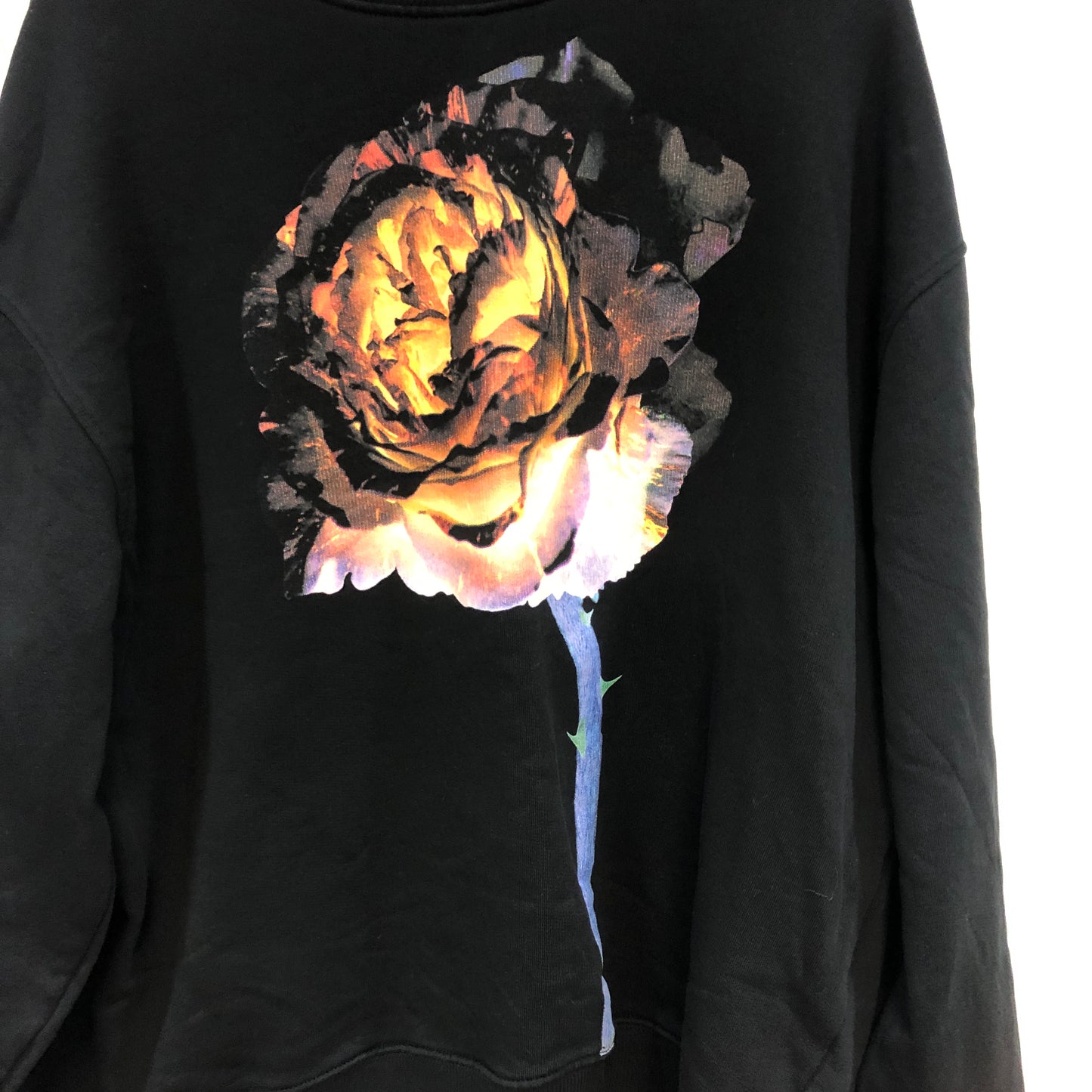 Acne Studios Rose Print Crew Neck Sweatshirt Size XS Black