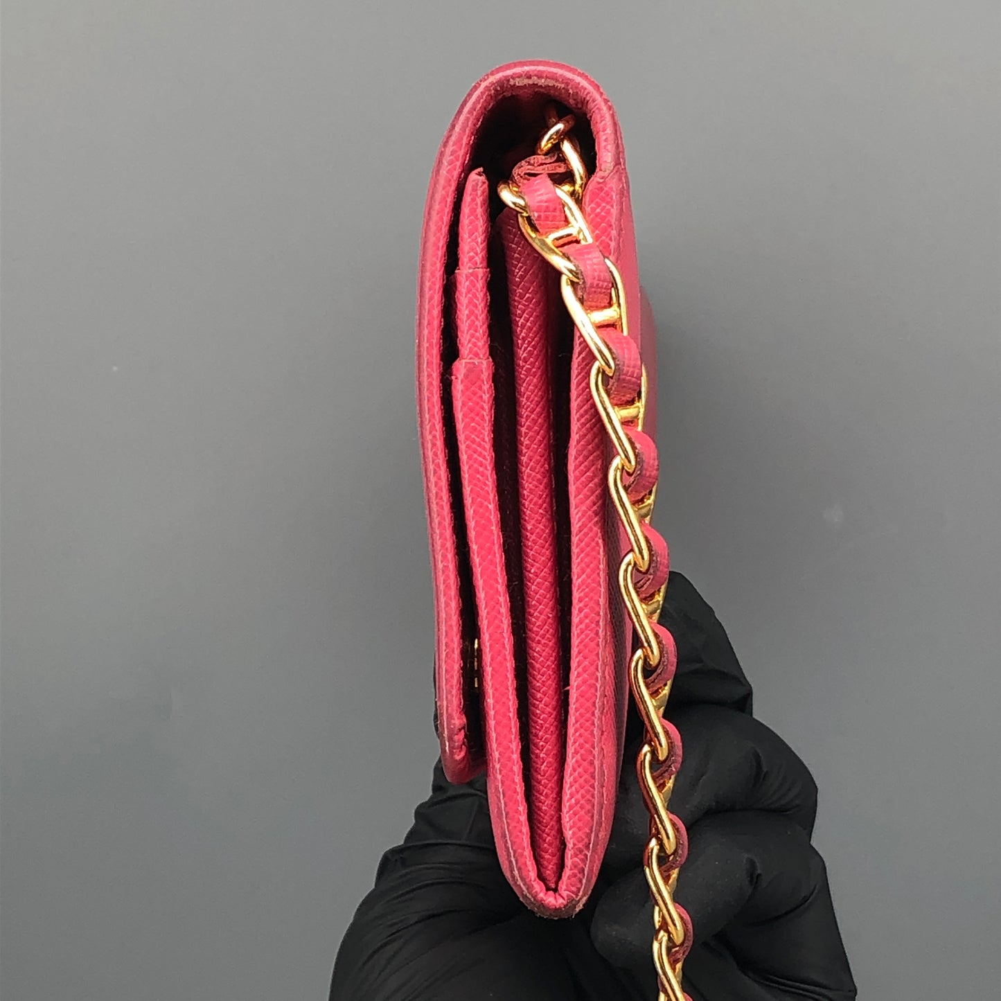 Prada Saffiano Leather WOC Wallet On Chain Hot Pink