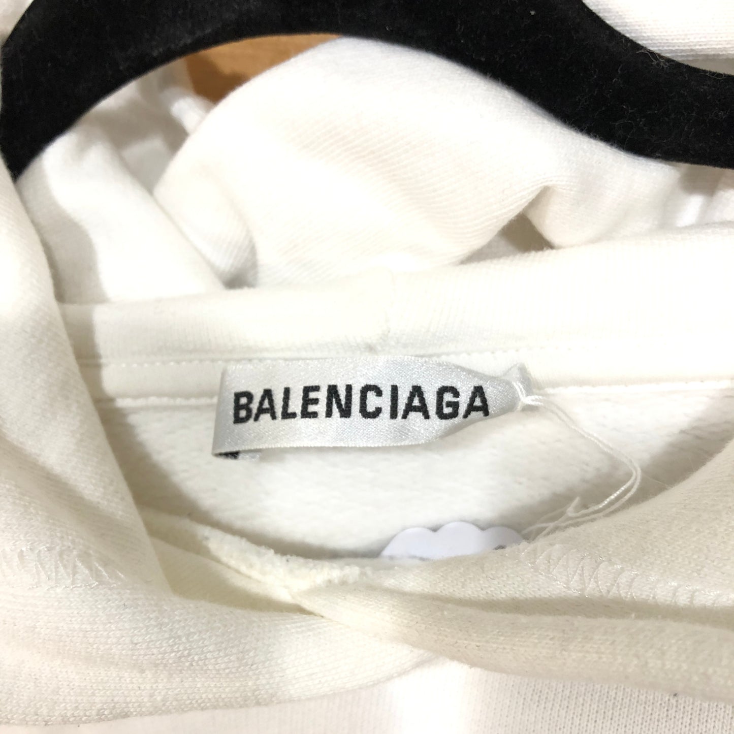 Balenciaga Eiffel Tower Bonjour Logo White Cotton Oversized Hoodie Size S