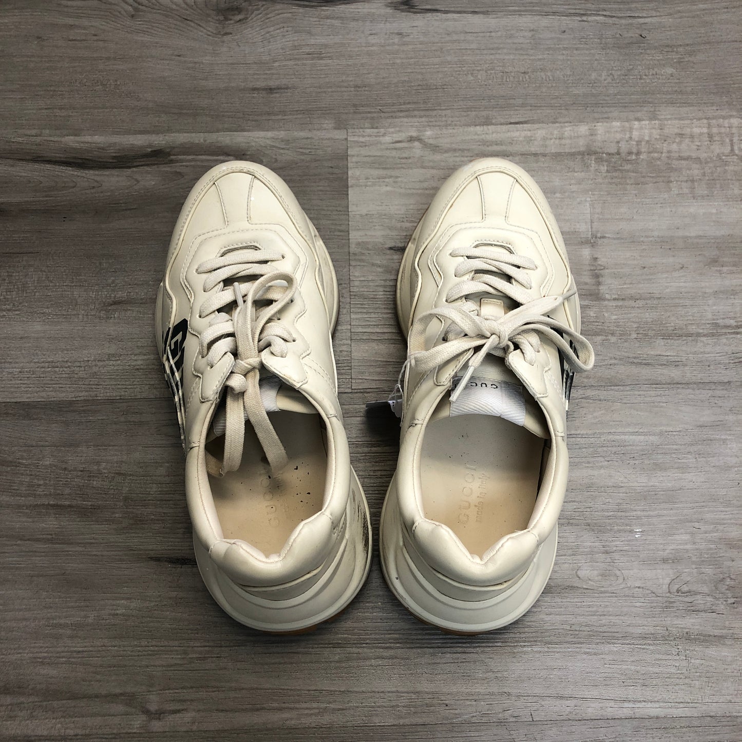 Gucci Rhyton Vintage Logo Leather Sneaker Shoes 36.5 Ivory