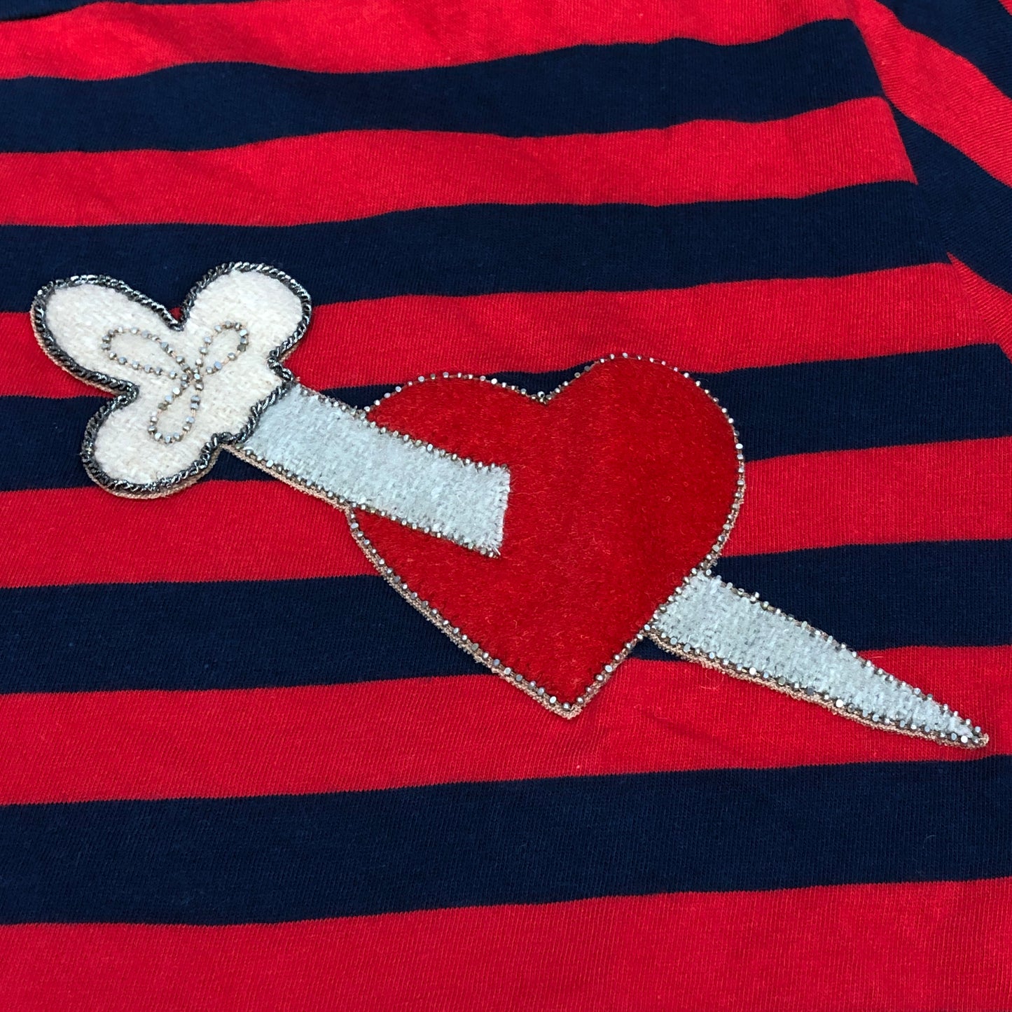 Gucci Navy Blue & Red Striped Short Sleeve T-shirt Size M