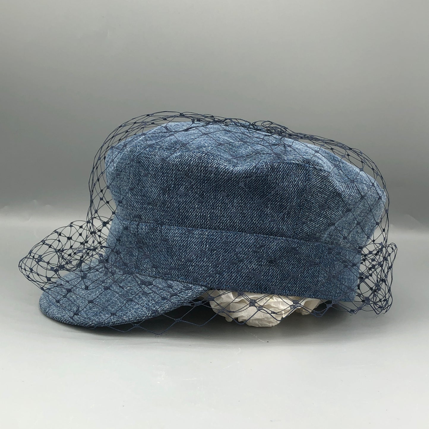 Christian Dior Denim Mesh Overlay Newsboy Cap Size 57cm