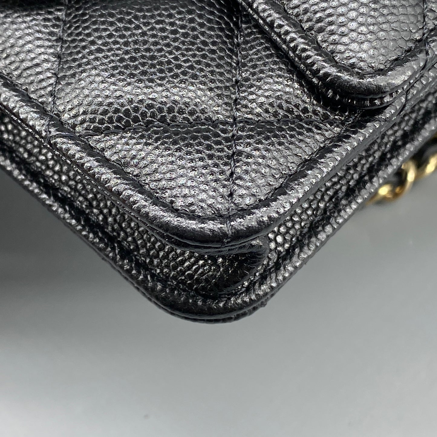 Chanel Quilted Caviar Mini Chain Wallet Bag Black