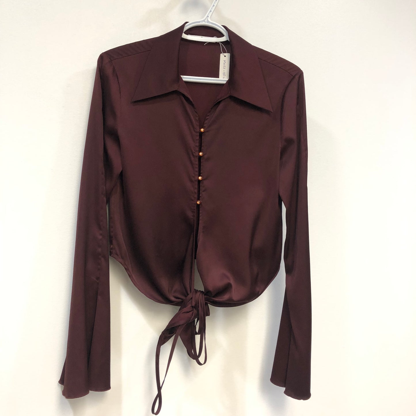 Acne Studios Satin Wrap Blouse Burgundy