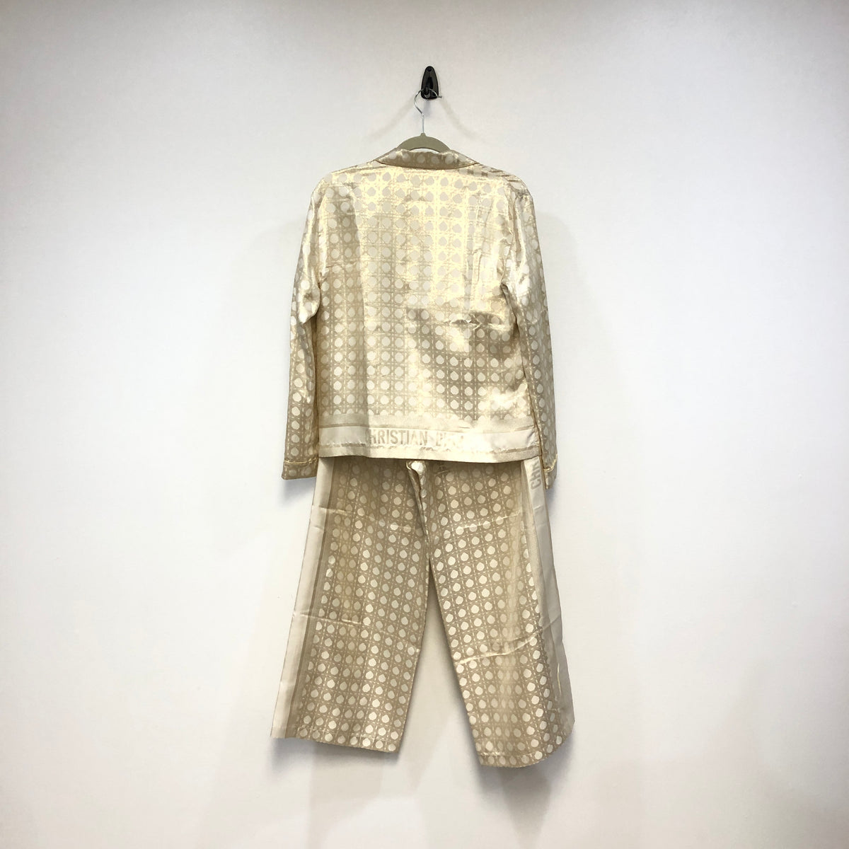 Christian Dior Gold & Beige Two Piece Shirt Wide Leg Pant Set