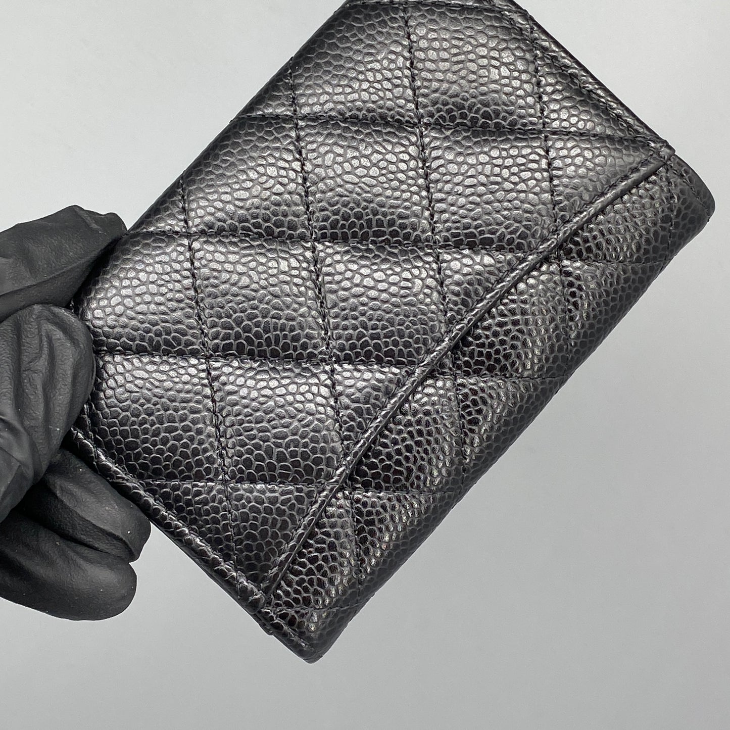 Chanel Black Caviar Quilted Leather Flap Card Wallet