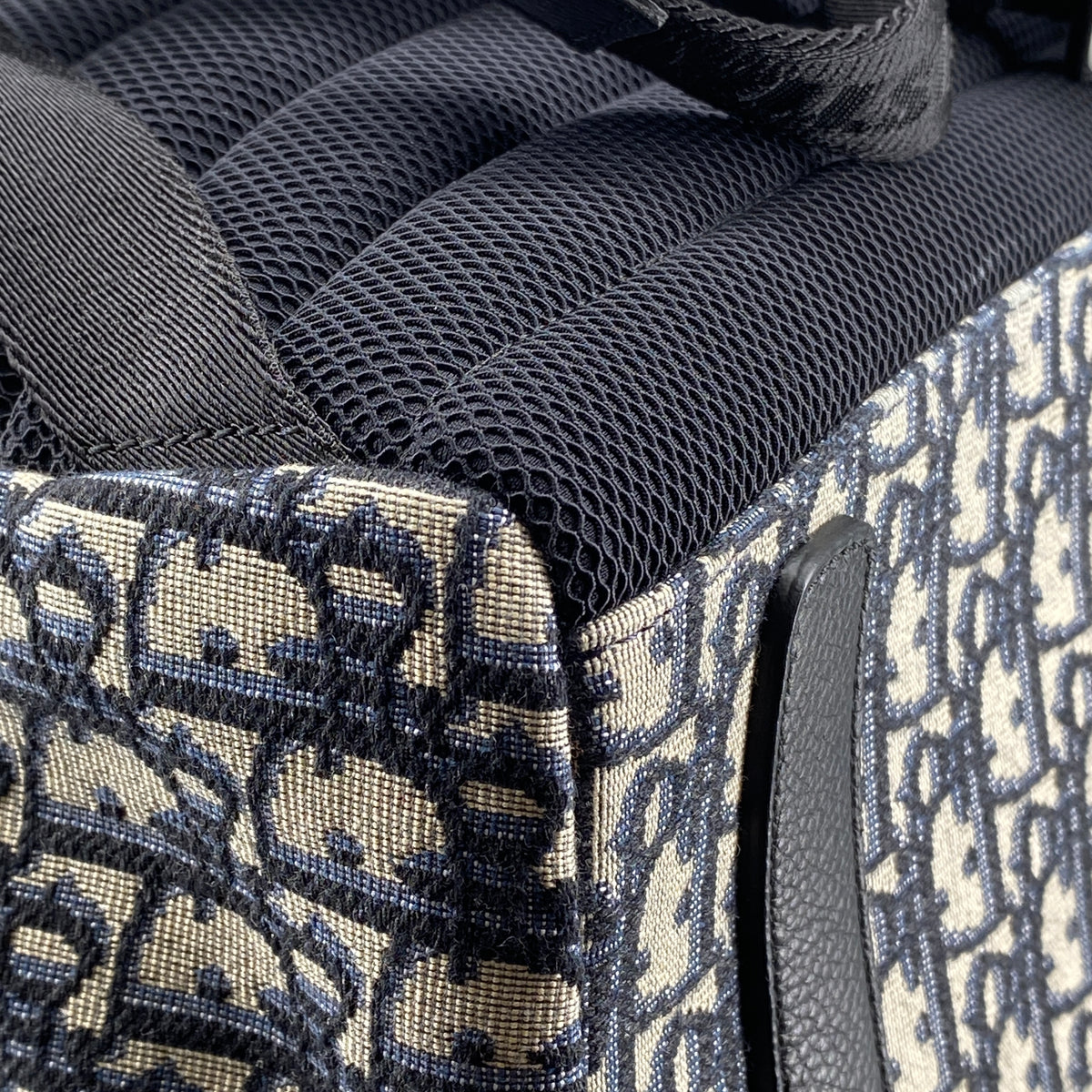 Christian Dior Navy Grey Oblique Jacquard Backpack Bag