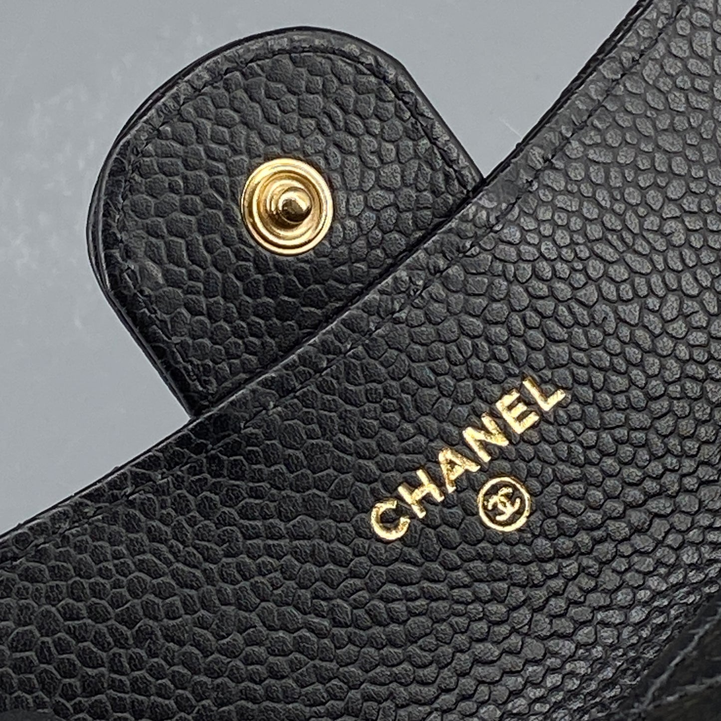 Chanel Black Caviar Quilted Leather Flap Card Wallet