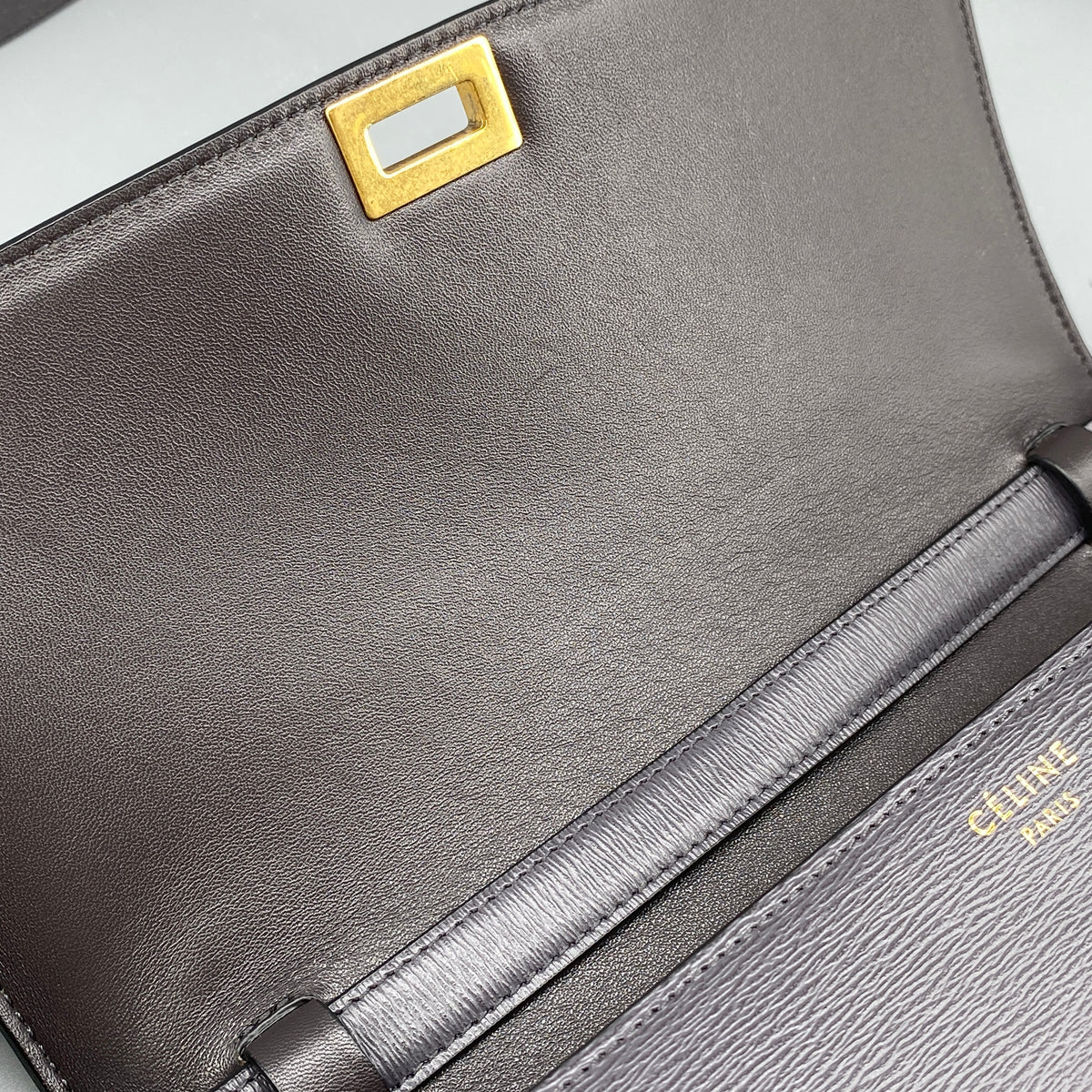 Celine Medium Liege Calfskin Classic Box Bag Deep Grey