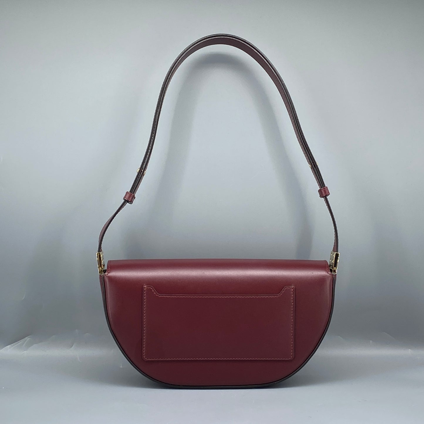 Burberry Deep Red Leather Saddle Shoulder Crossbody Bag