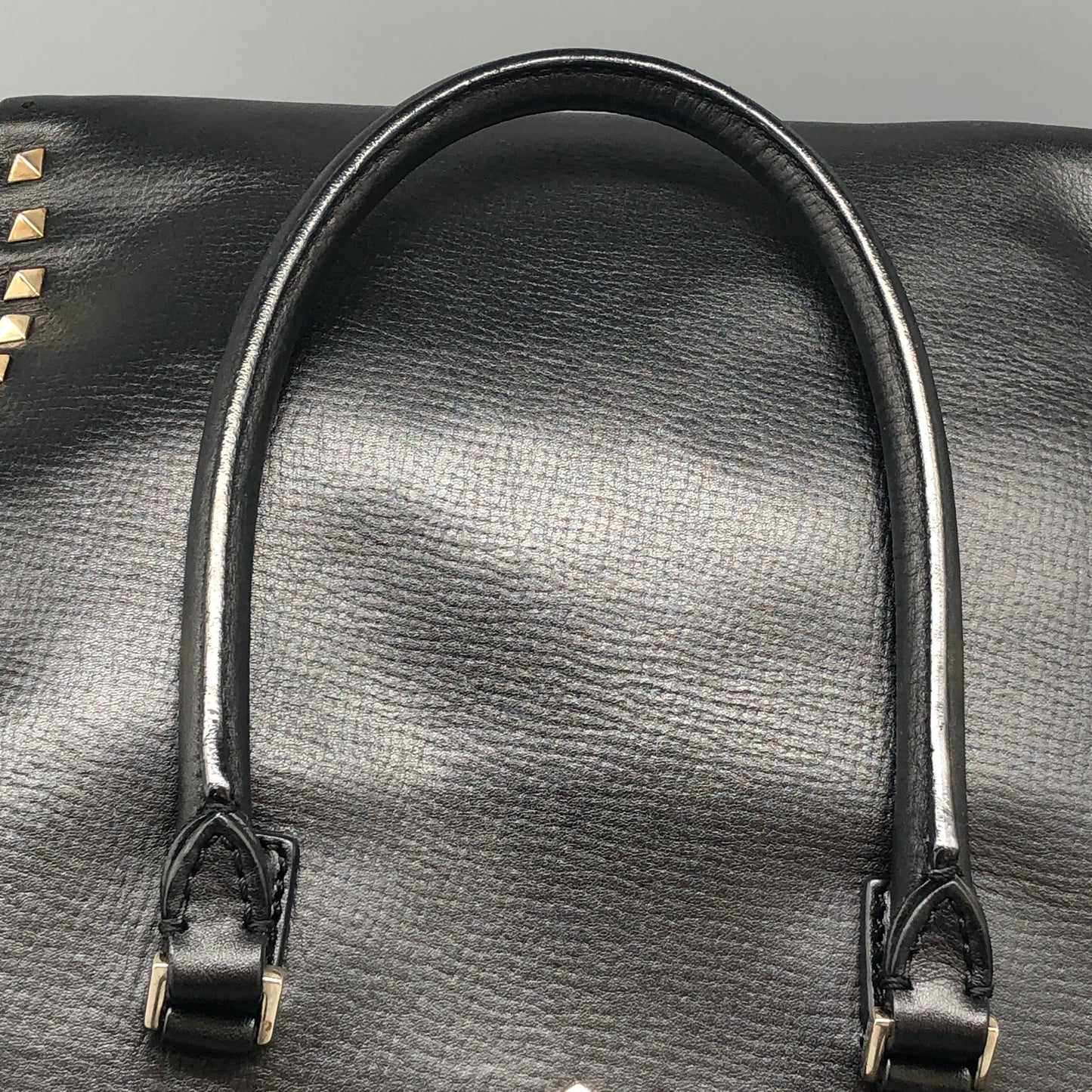 Valentino Garavani Black Leather Rockstud Tote Bag