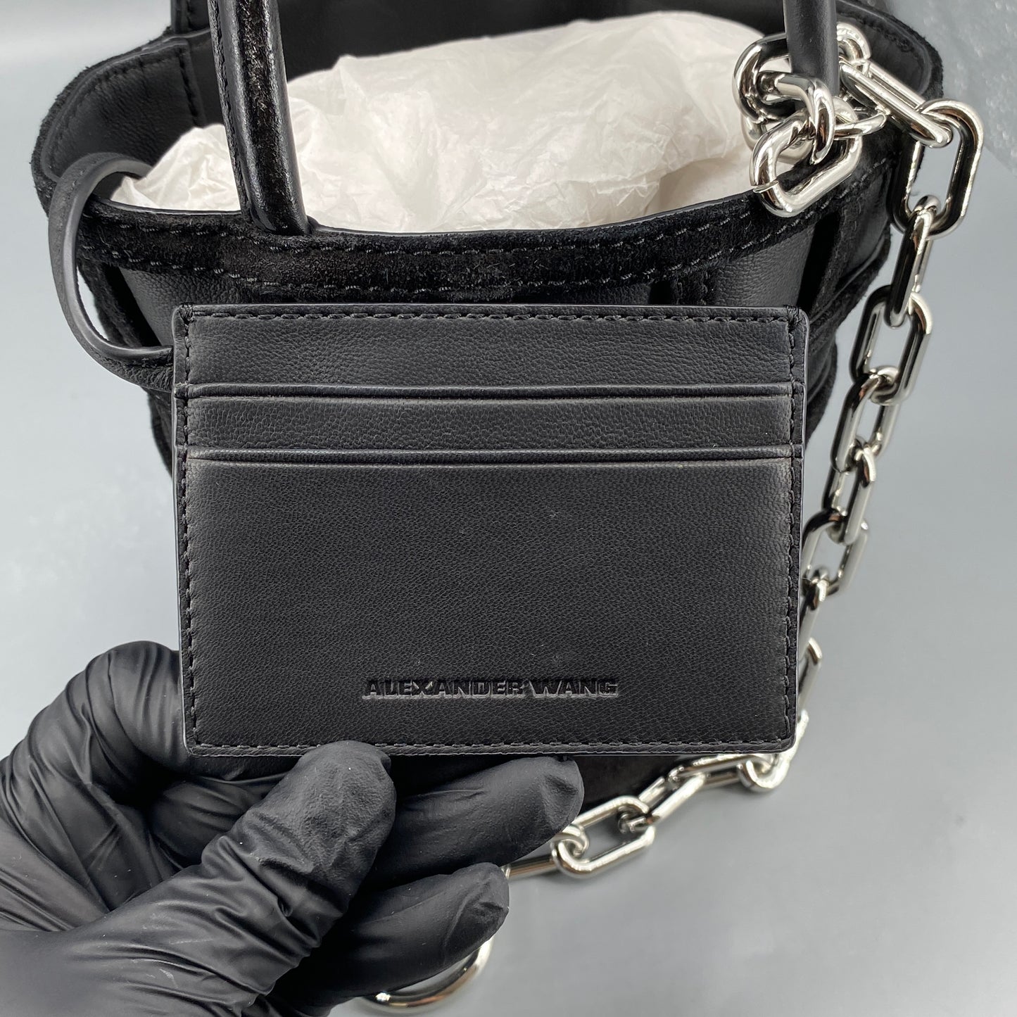 Alexander Wang Black Grid Mini Bucket Bag