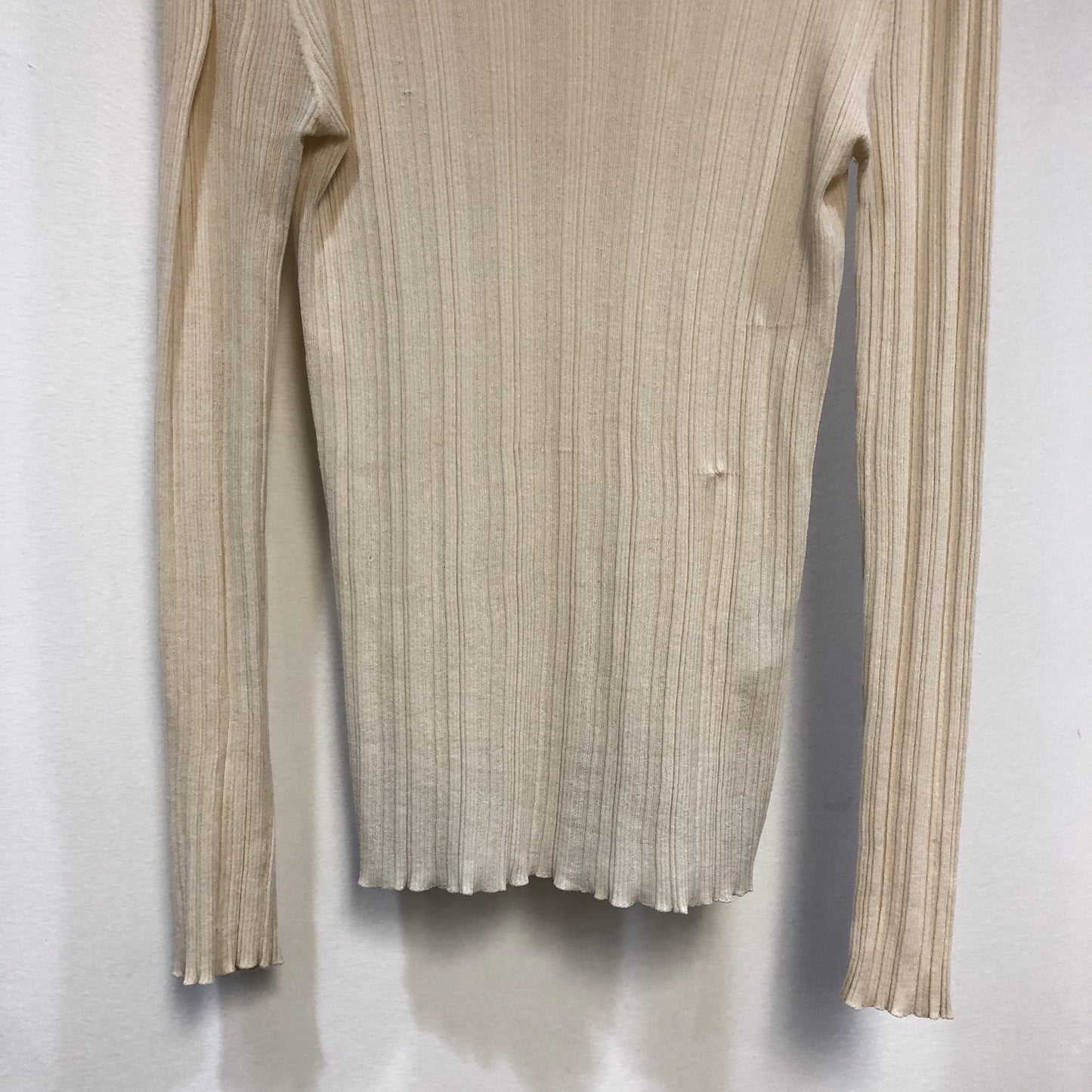 Toteme Ribbed Mock Neck Knit Top Size L Cream