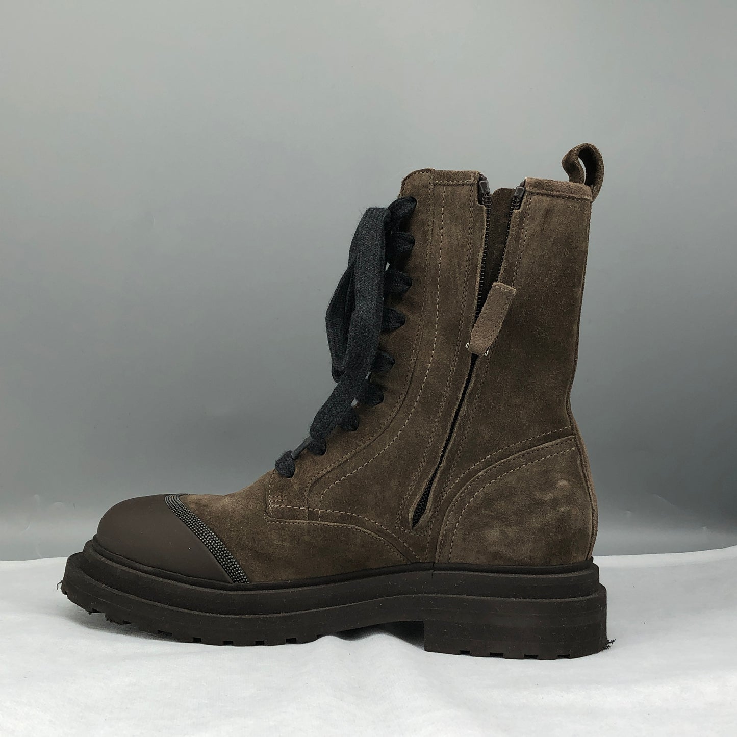 Brunello Cucinelli Suede Combat Boots 36.5 Brown