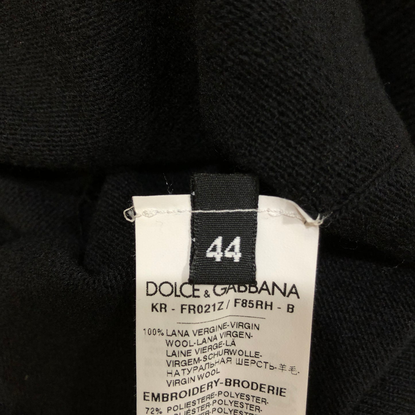 Dolce & Gabbana Black Fine Knit Crew Neck Sweater Size 44