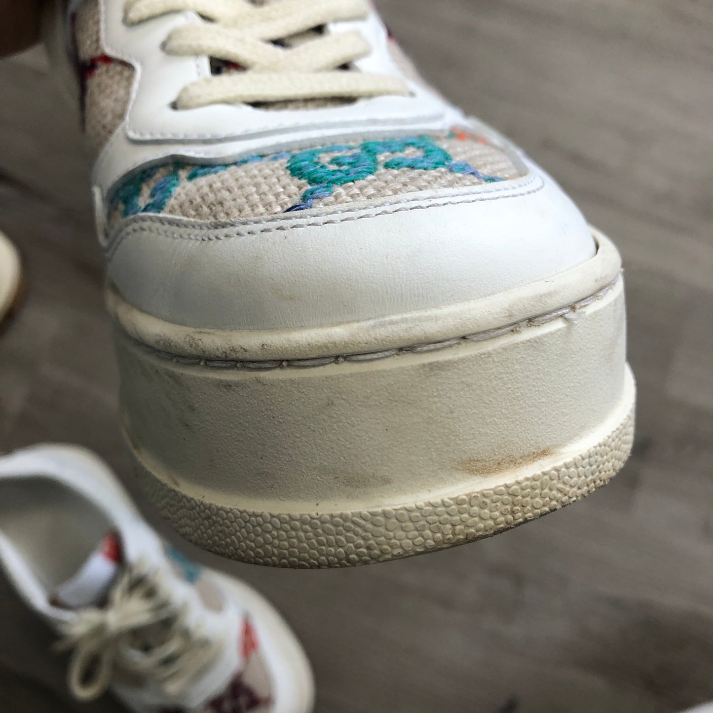 Gucci Ace GG Supreme Canvas Web Sneaker Shoes 36 White Blue Red