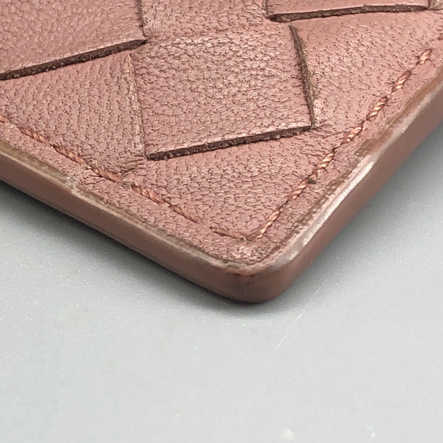 Bottega Veneta Intrecciato Dusty Pink Leather Card Case