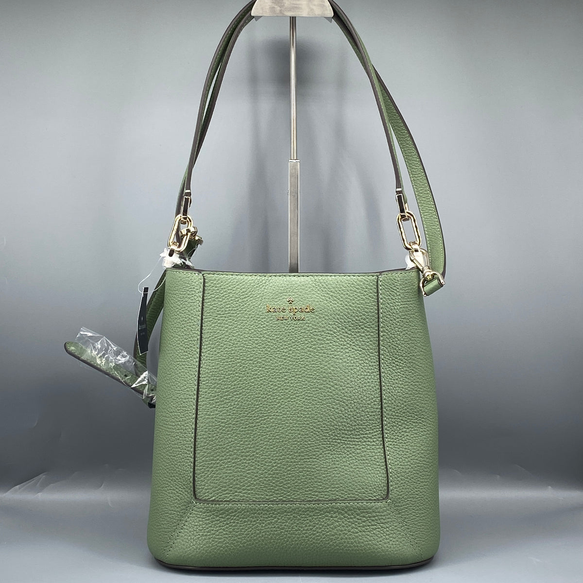 Kate Spade Green Pebbled Leather Bucket Shoulder Bag