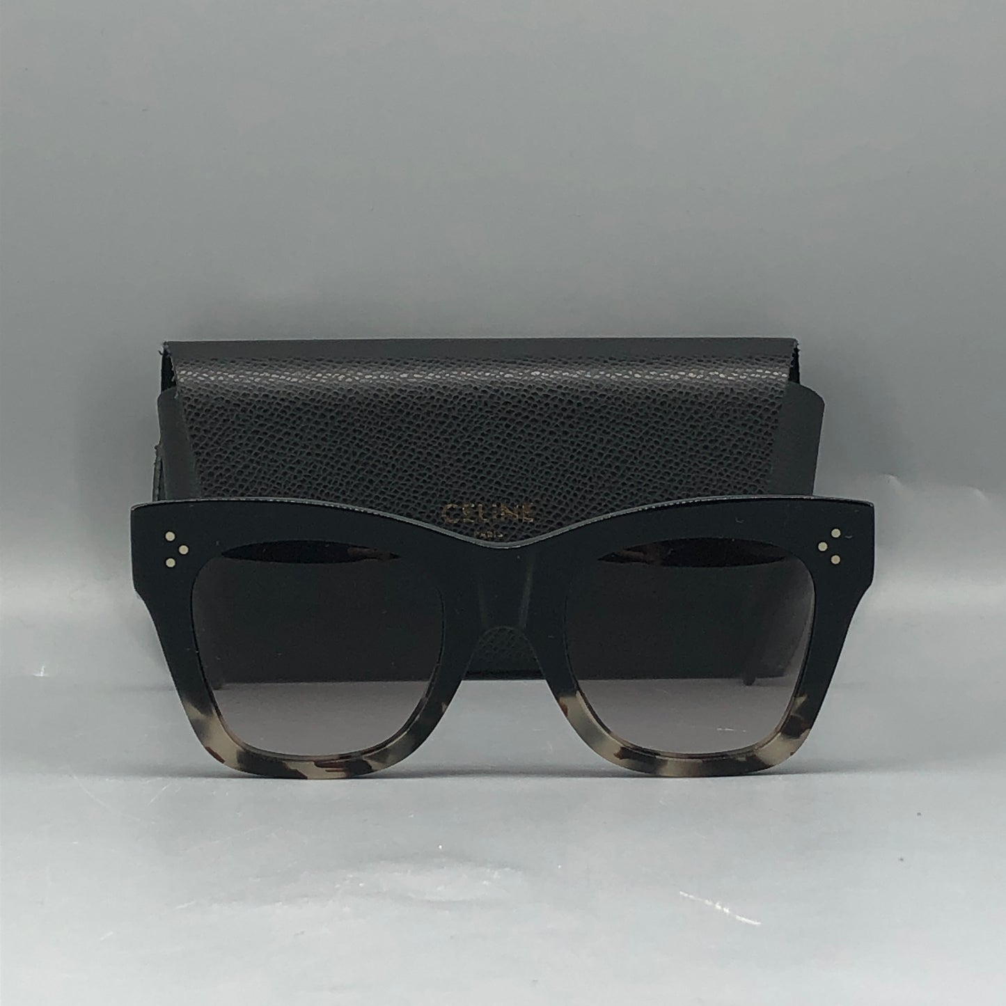 Celine Two-Tone Square Cat Eye Sunglasses 150mm Black Tortoise