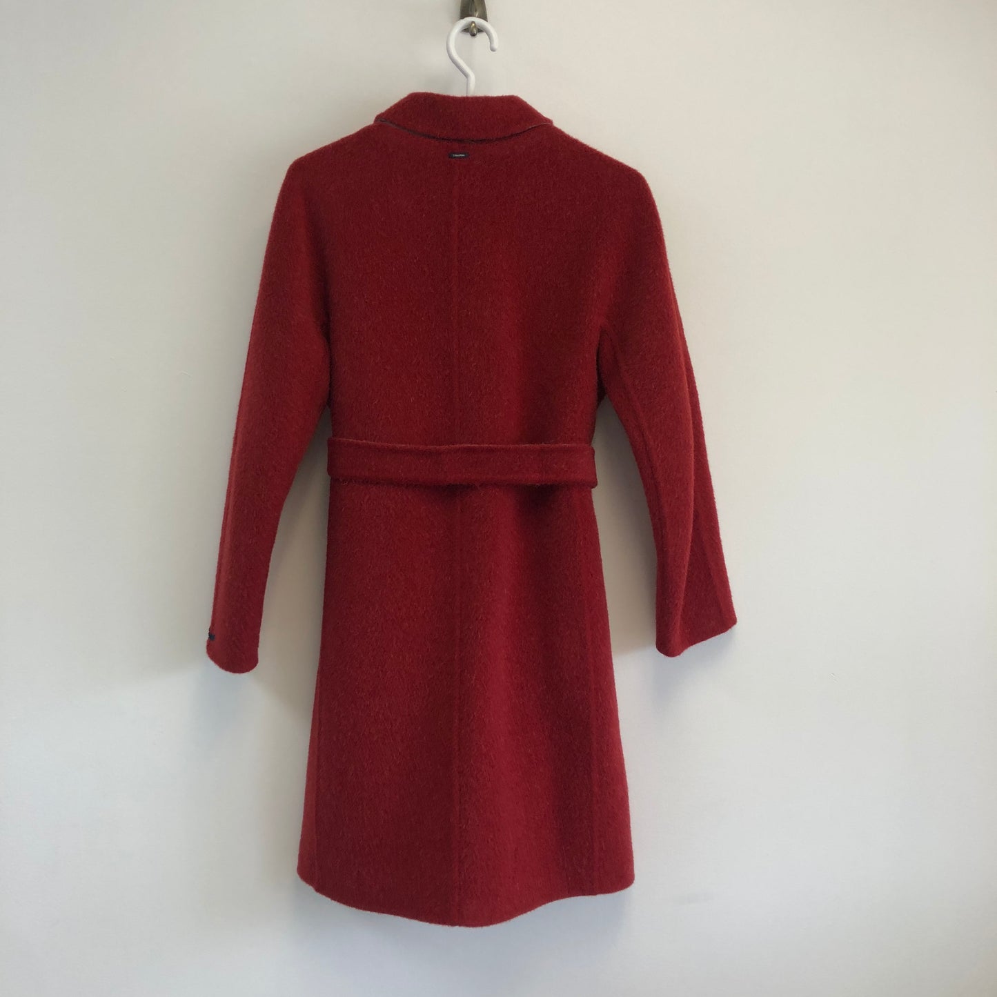 MaxMara Red Wool Belted Mid-Length Coat Size US 8