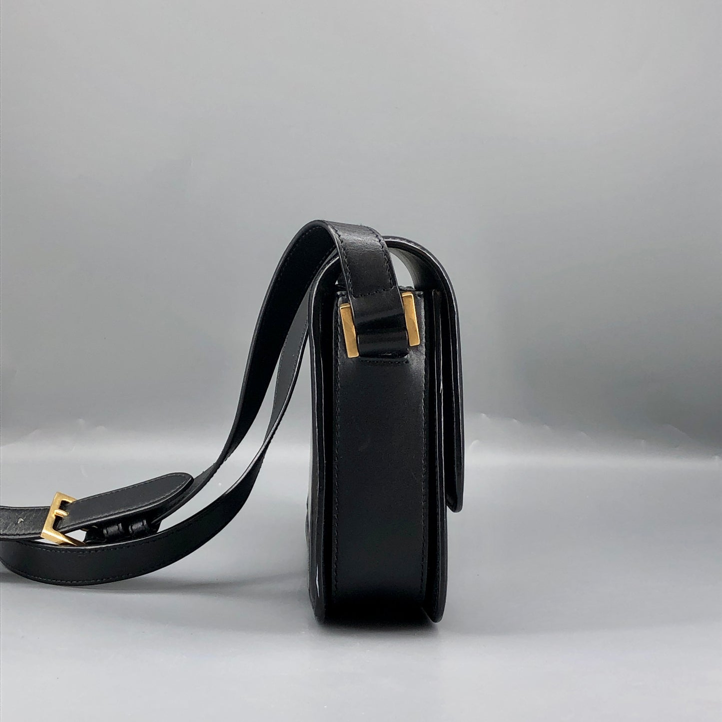 Saint Laurent Box Calfskin Solferino Satchel Bag Black