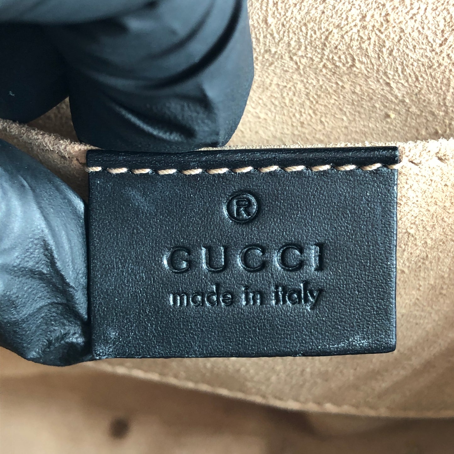Gucci Black GG Embossed Leather Padlock Shoulder Bag