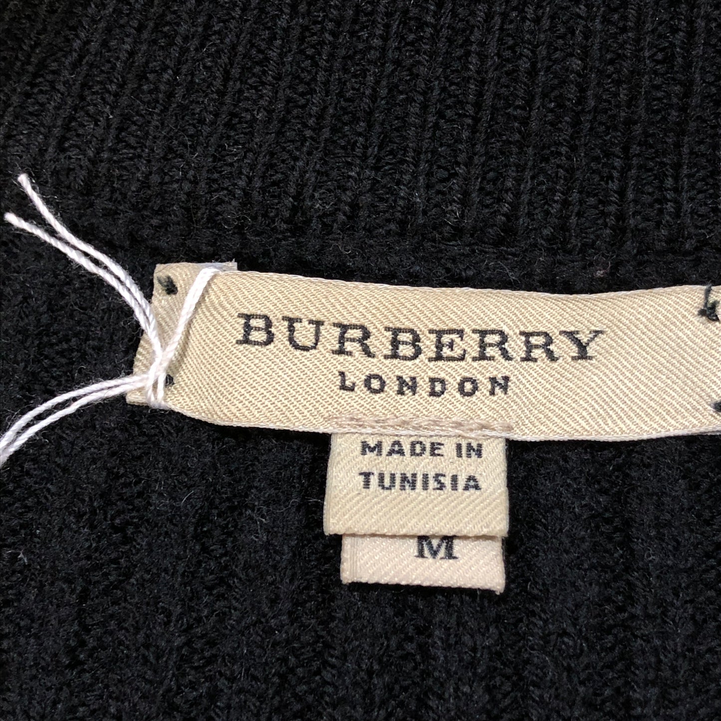 Burberry Black Ribbed Knit Zip Turtleneck Cardigan Size M