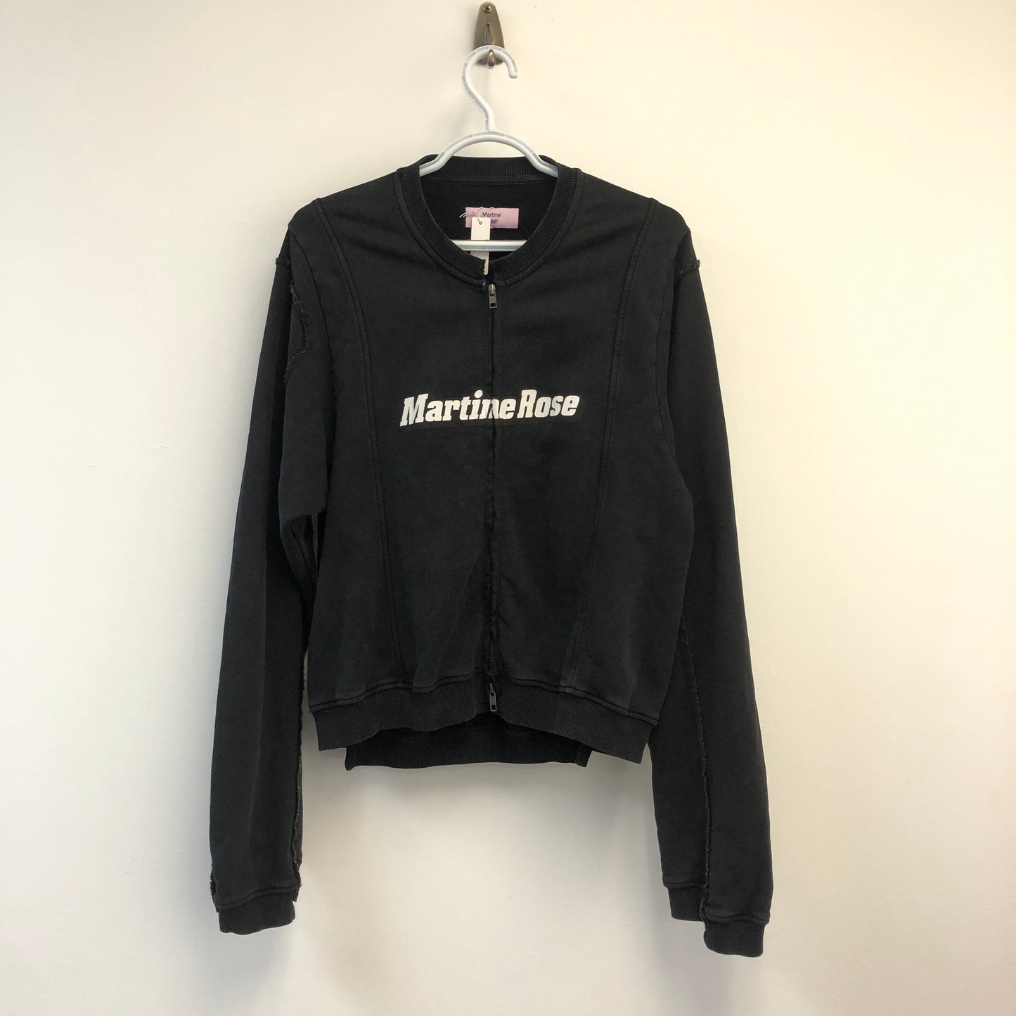 Martine Rose Logo Half-Zip Cropped Hoodie S Black