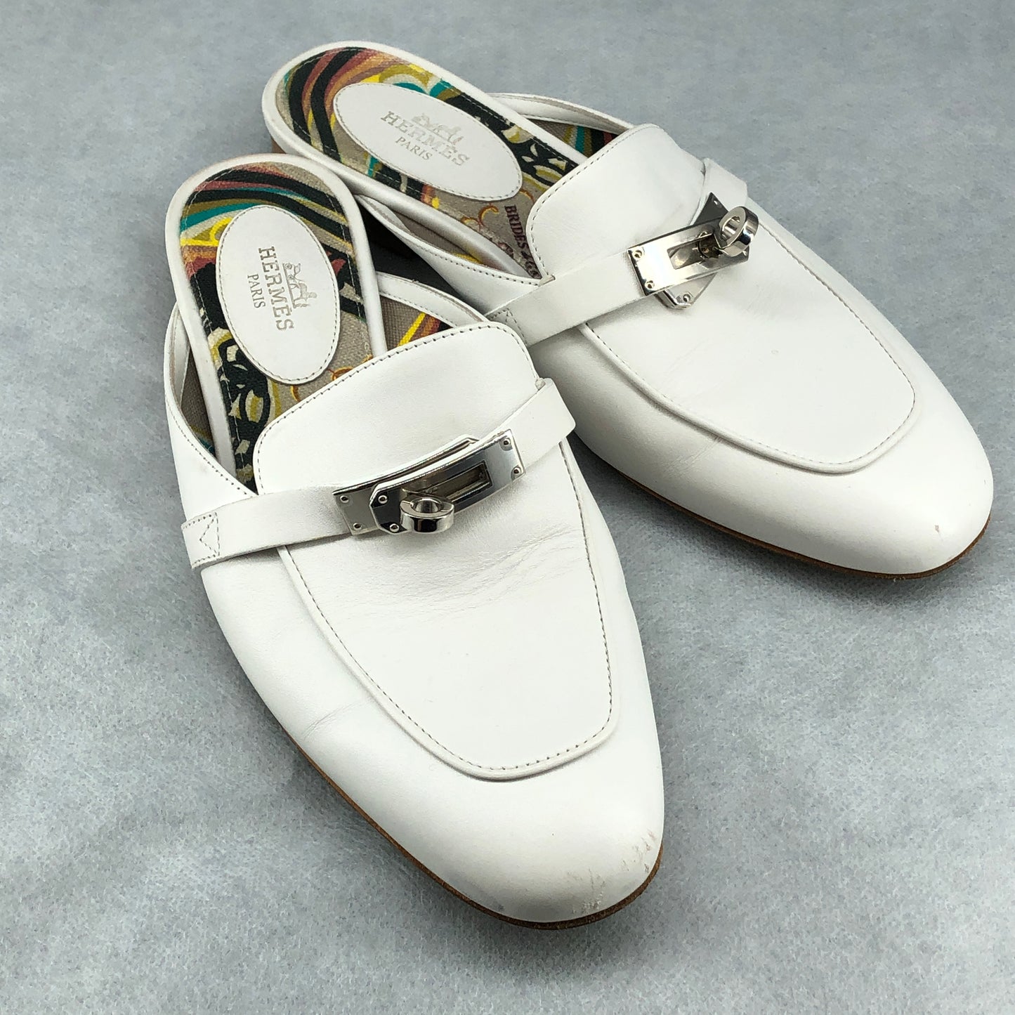 Hermes Oz Mules Size 35.5 White