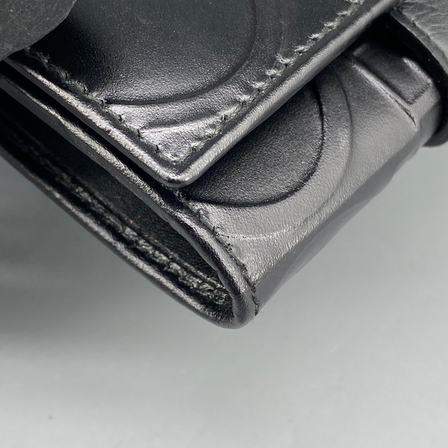 Ferragamo Black Embossed Gancini Short Wallet with Keyring