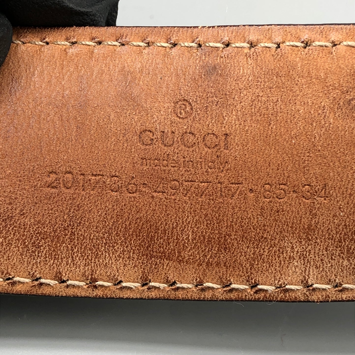 Gucci Beige GG Supreme Canvas Gold Buckle Belt Size 85cm