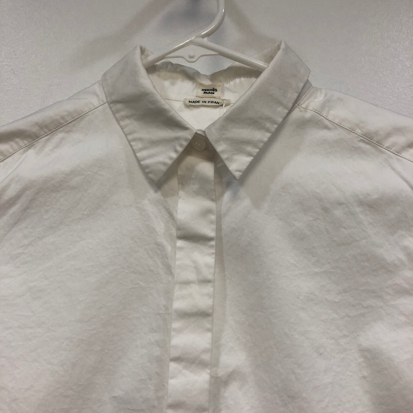 Hermes White Cotton Button-Down Shirt Size 34