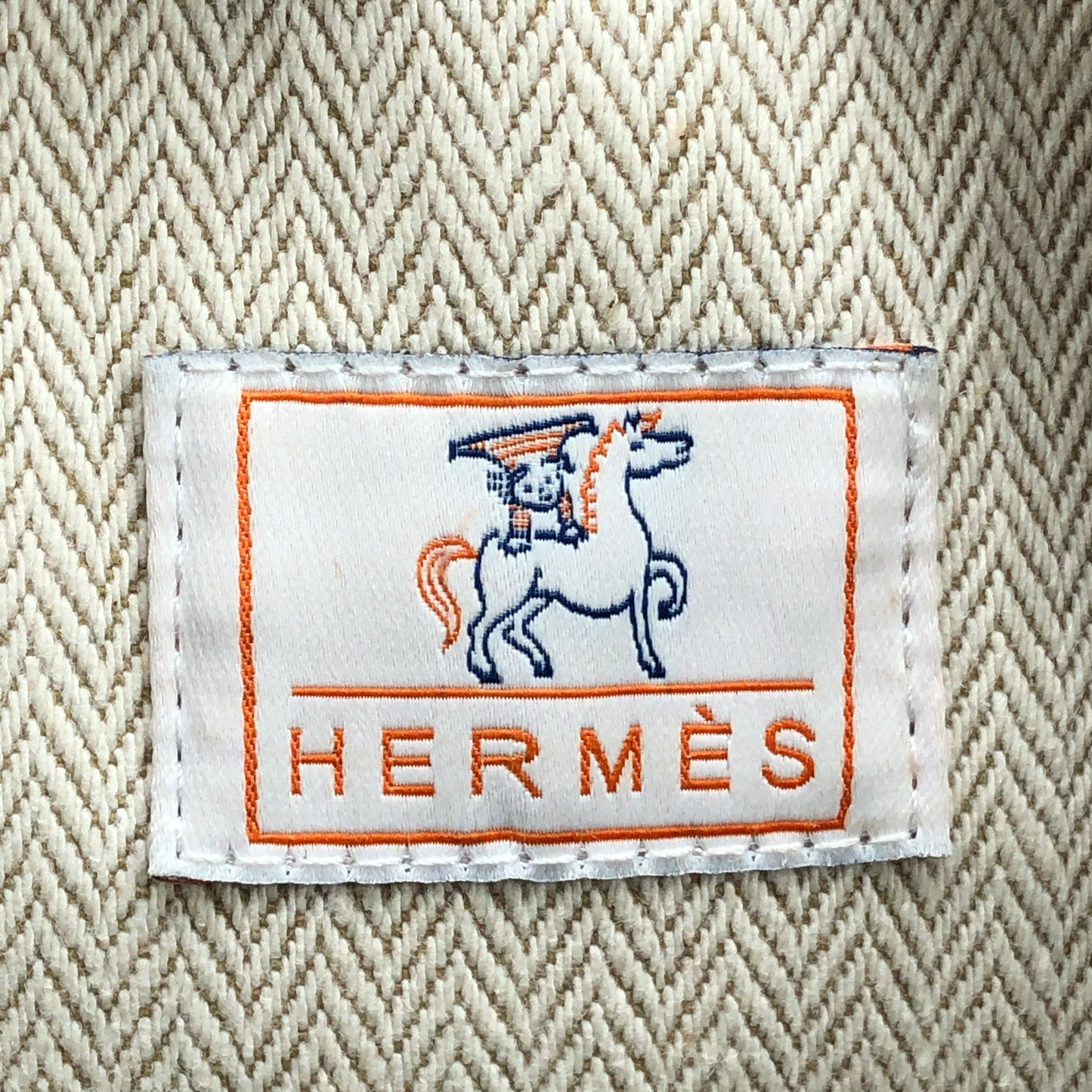 Hermes Bride A Brac Canvas Cosmetic Hand Bag Cream Navy
