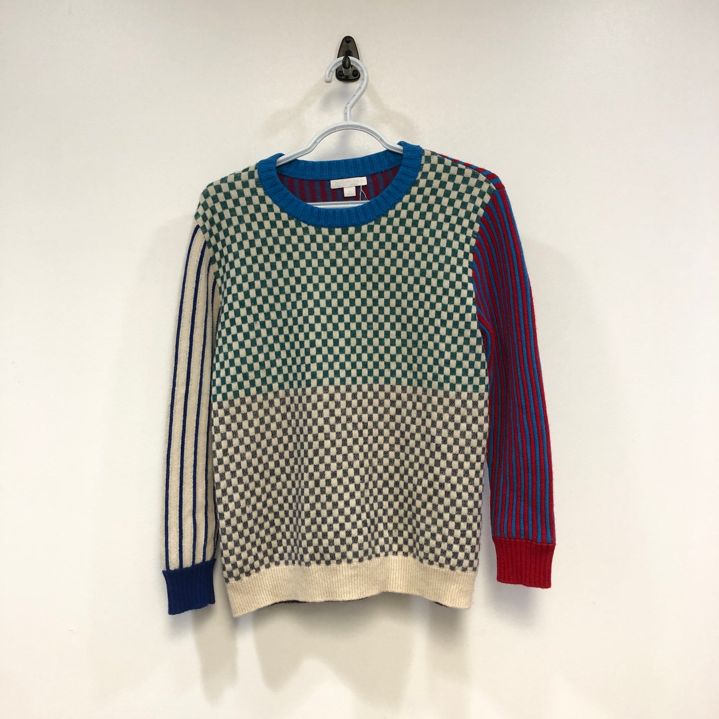 Burberry Multi-Color Check Knit Crew Neck Sweater Size 14Y (Fit Height 164cm)